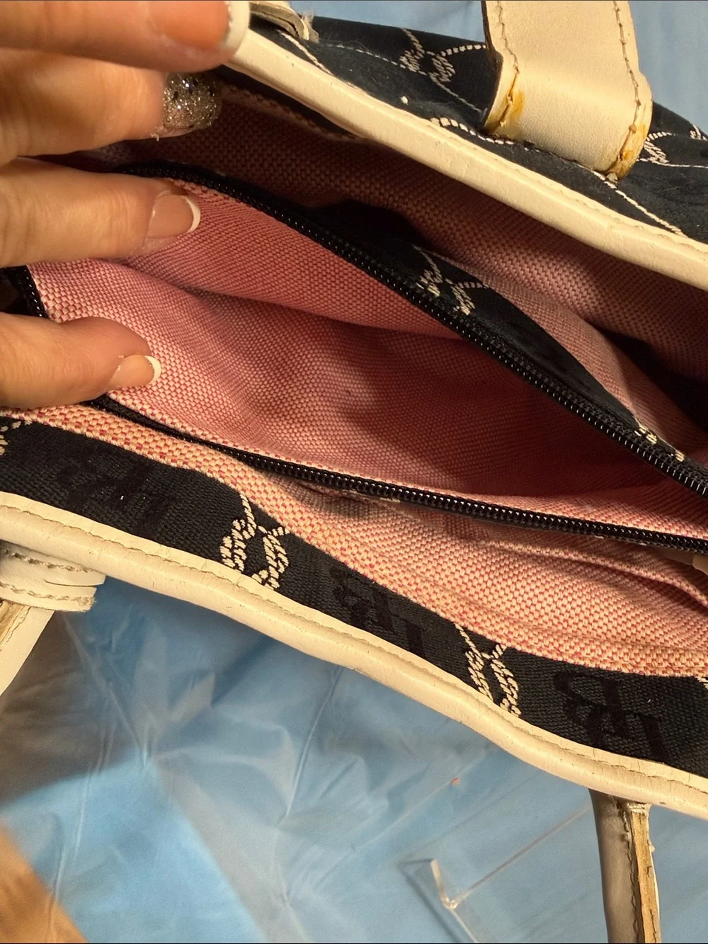 Dooney & Bourke Black with Cream Trim Satchel